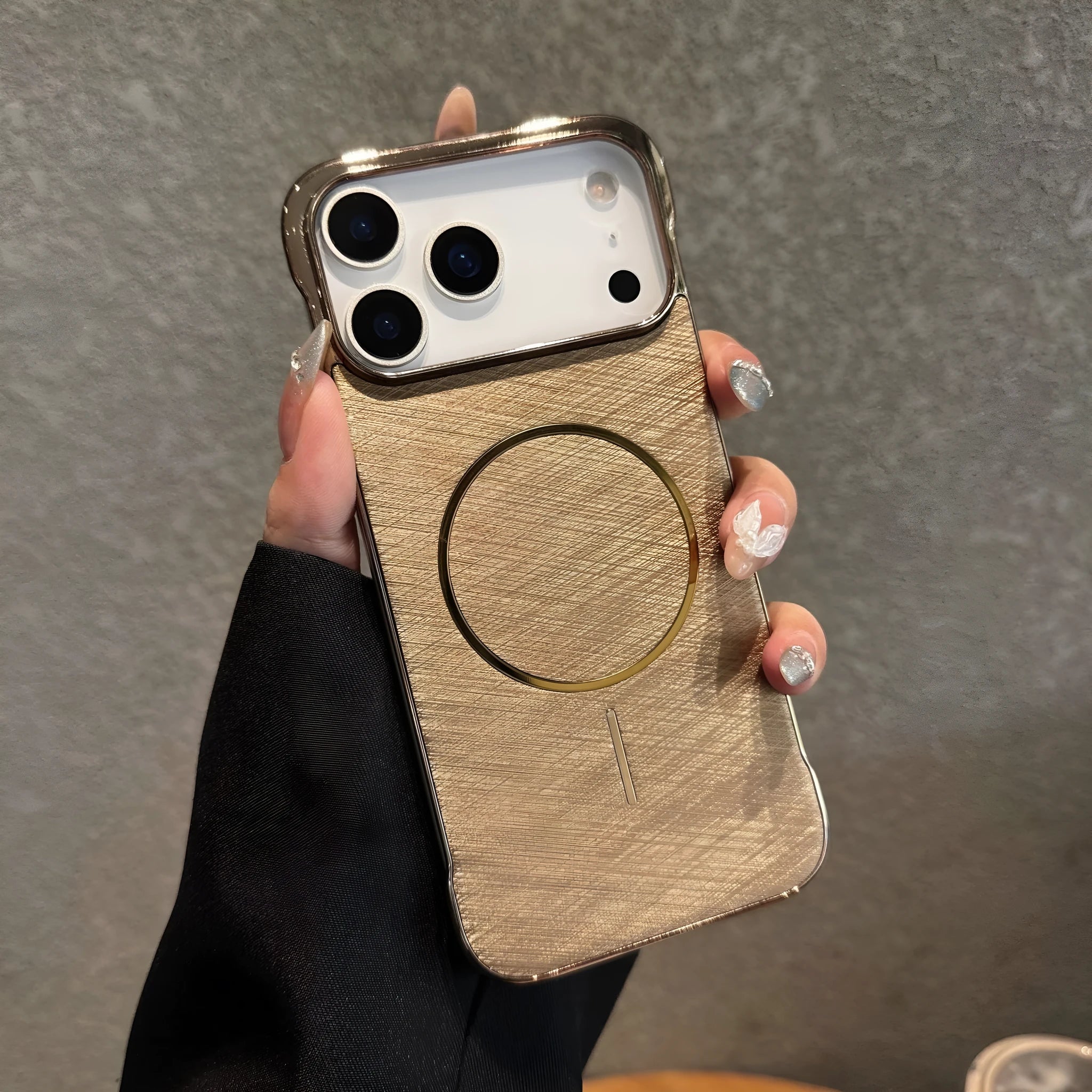 Metallic electroplating magnetic phone case for iPhone 17 in black, gold, silver grey, sky blue and white options