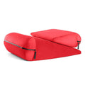 High density sponge furniture triangle pad pillow in lake blue with embroidery detailing, 68x33x25cm