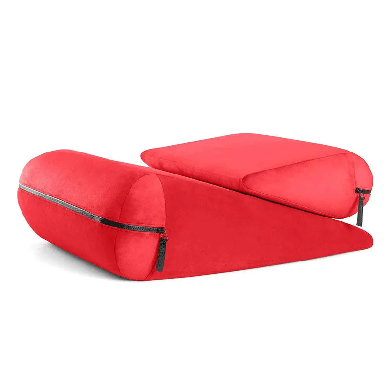High-density sponge triangle wedge cushion pillow with embroidery in five colour options.