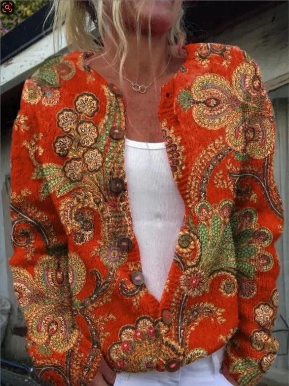 Halloween women's long sleeve top with a colourful 3D digital printed pattern.