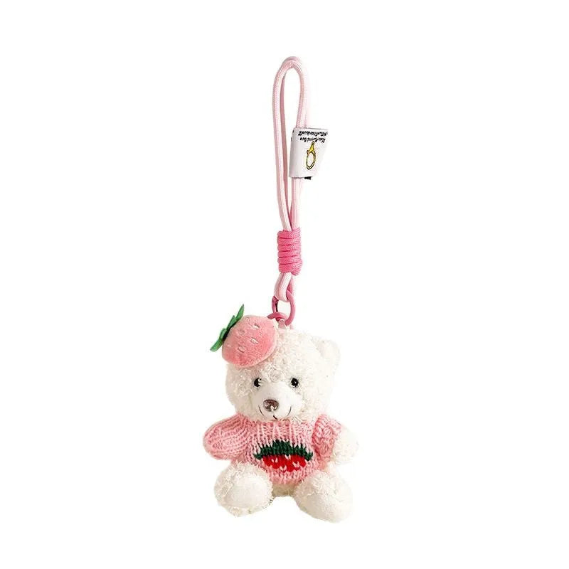 Cartoon plush doll keychain pendant in bear design 12cm size soft stuffed key ring