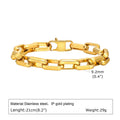 Men's titanium steel bracelet with simple square chain design in steel colour