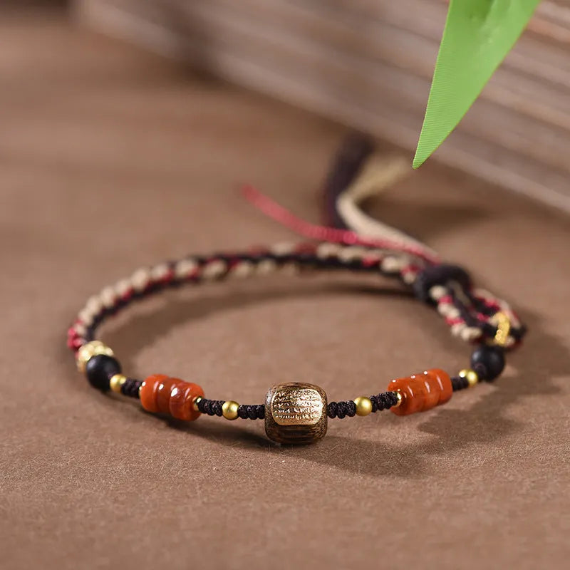 Hand-woven flexible wire watch band with national style ethnic design in Hongfei Ebony colour