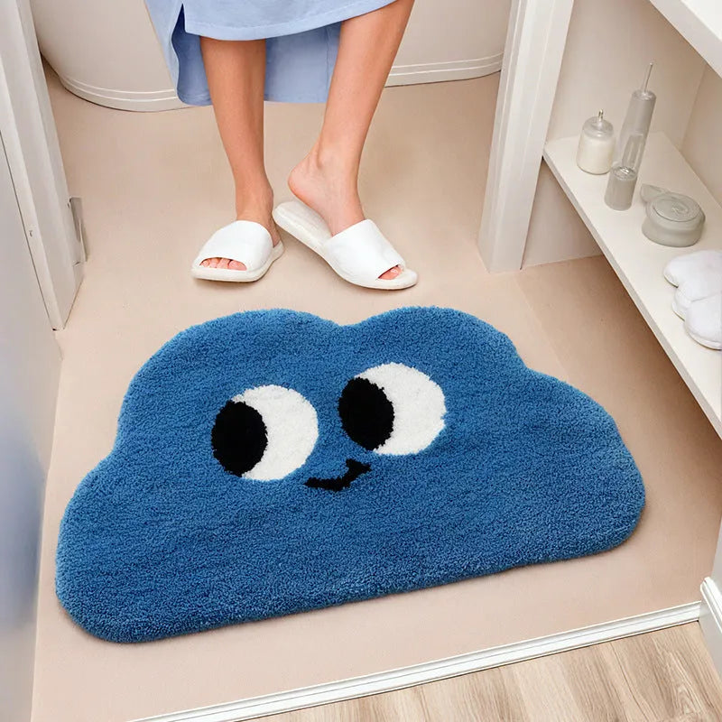 Big eye clouds cartoon anime bathroom mat in cashmere-like polyester fibre
