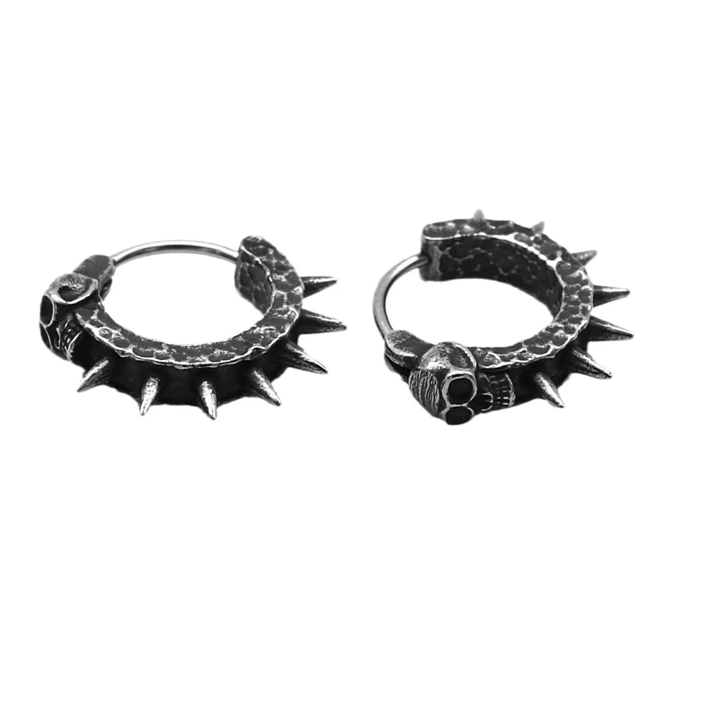 Black geometric motorcycle-shaped stud earrings made from alloy and plastic for punk style.