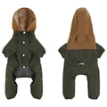British style waterproof dog jacket in Army Green colour on a small dog