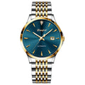 Men's automatic watch with stainless steel bracelet and simple white dial