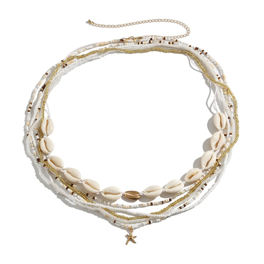 125cm bohemian waist chain body jewellery in alloy metal with choice of gold brown, gold or mixed colour beads