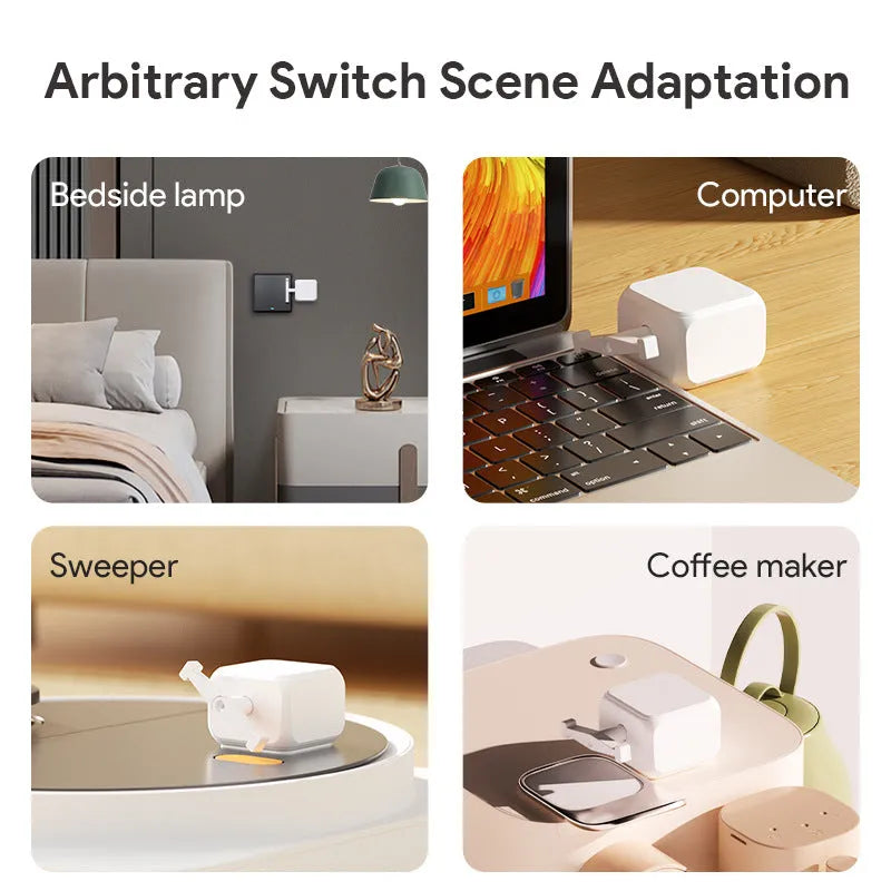Compact white Bluetooth rocker arm finger robot remote control for smart home lighting.