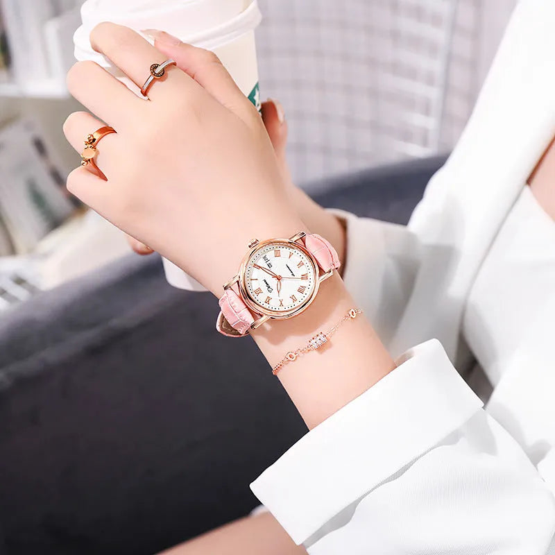 Women's automatic mechanical fashion watch with steel bracelet and white dial showing 12mm thickness