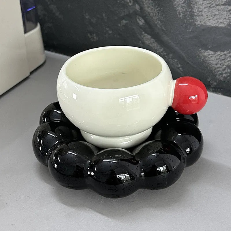 Nordic style ceramic coffee cup and saucer set in a solid colour, 250ml capacity.