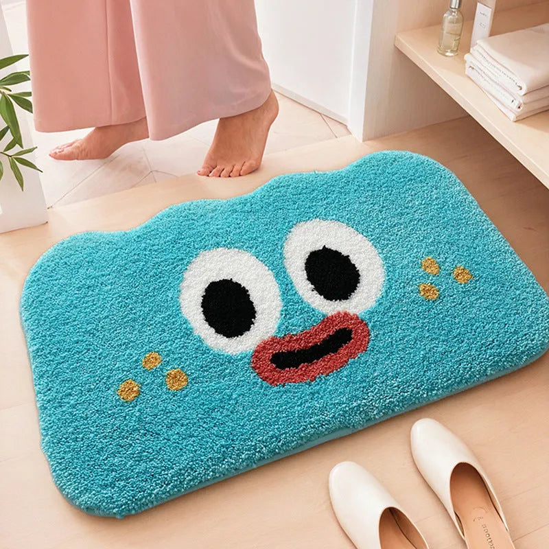 Big eye clouds cartoon anime bathroom mat in cashmere-like polyester fibre