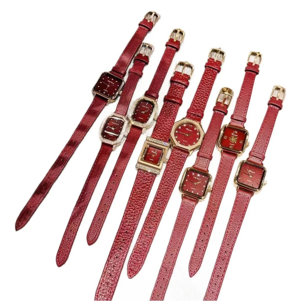 Alloy women's watch with Chinese style design in 8mm thickness showing colour variations