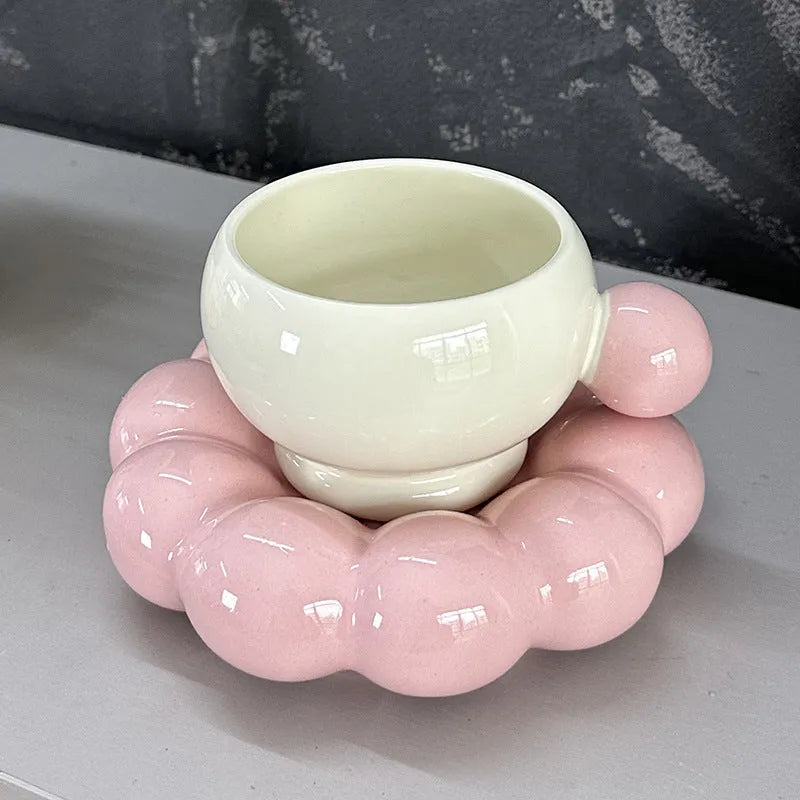 Nordic style ceramic coffee cup and saucer set in a solid colour, 250ml capacity.