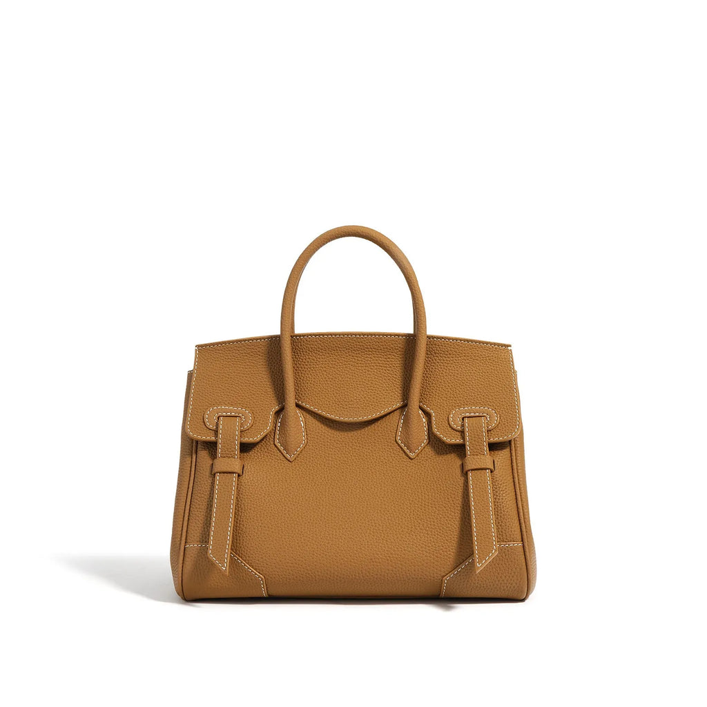 Top layer cowhide genuine leather large capacity tote bag 26x14x20cm in urban simplicity style