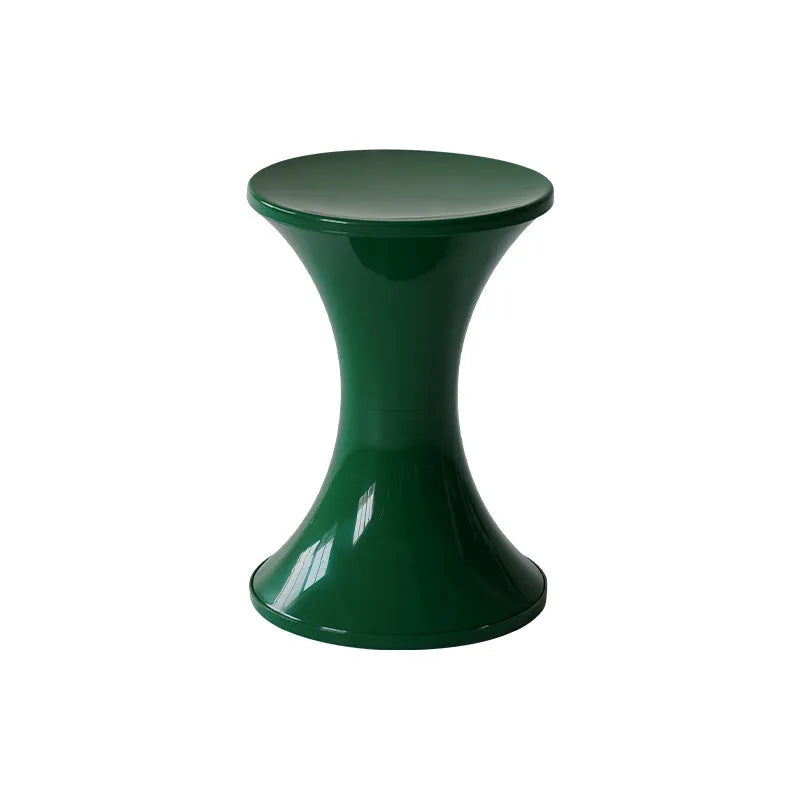Plastic hourglass shoe changing stool in multiple colours with compact dimensions
