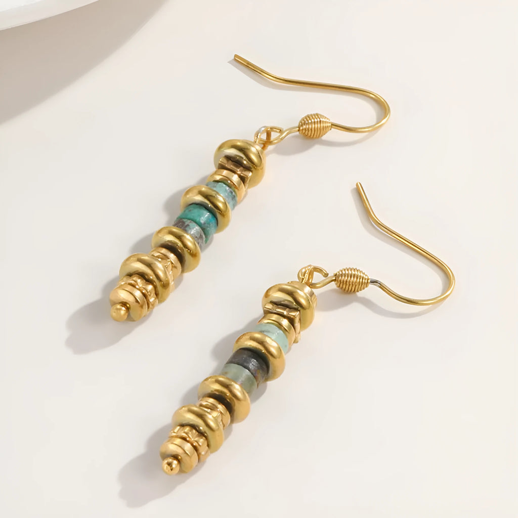 Geometric titanium steel dangle earrings with European retro styling