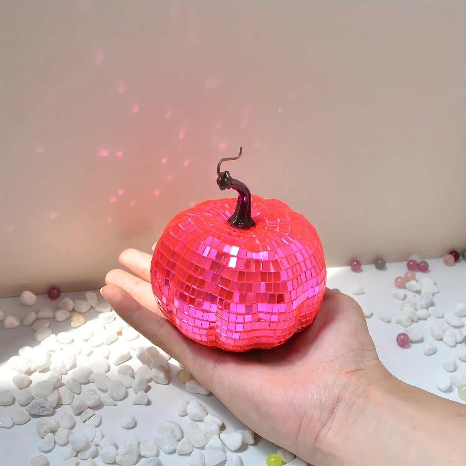 Chinese style embroidered glass pumpkin ornament in various sizes for Halloween decoration.