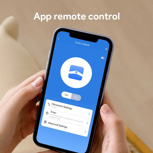 Compact white Bluetooth rocker arm finger robot remote control for smart home lighting.