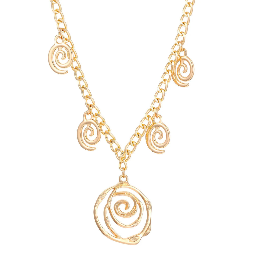 Spiral donut design jewellery set with necklace, bracelet and earrings in gold electroplated alloy