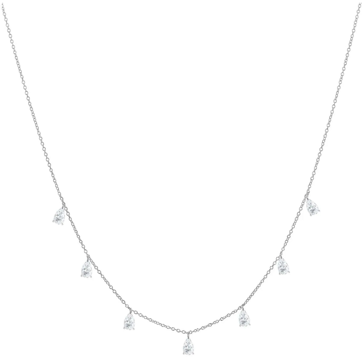 925 silver drop-shaped artificial zircon necklace with O-shaped chain in silver finish