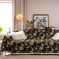 American country jacquard floral sofa cover in cherry white beard colour on a living room sofa