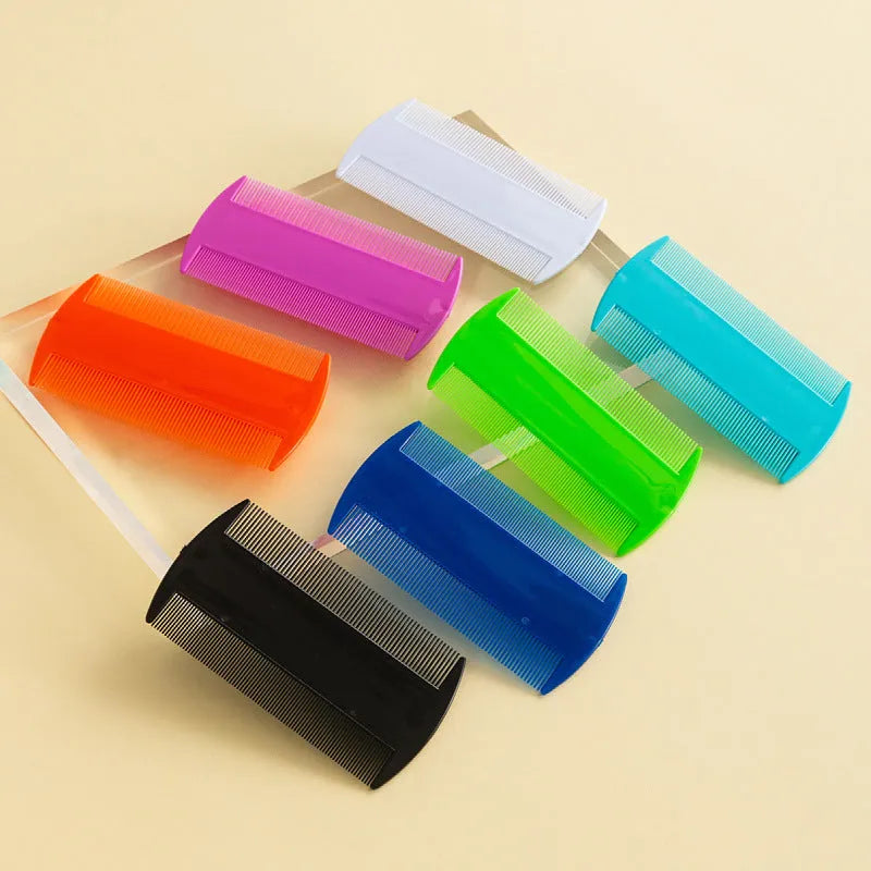 Double-edged fine teeth plastic flea comb for pets in multiple colour options