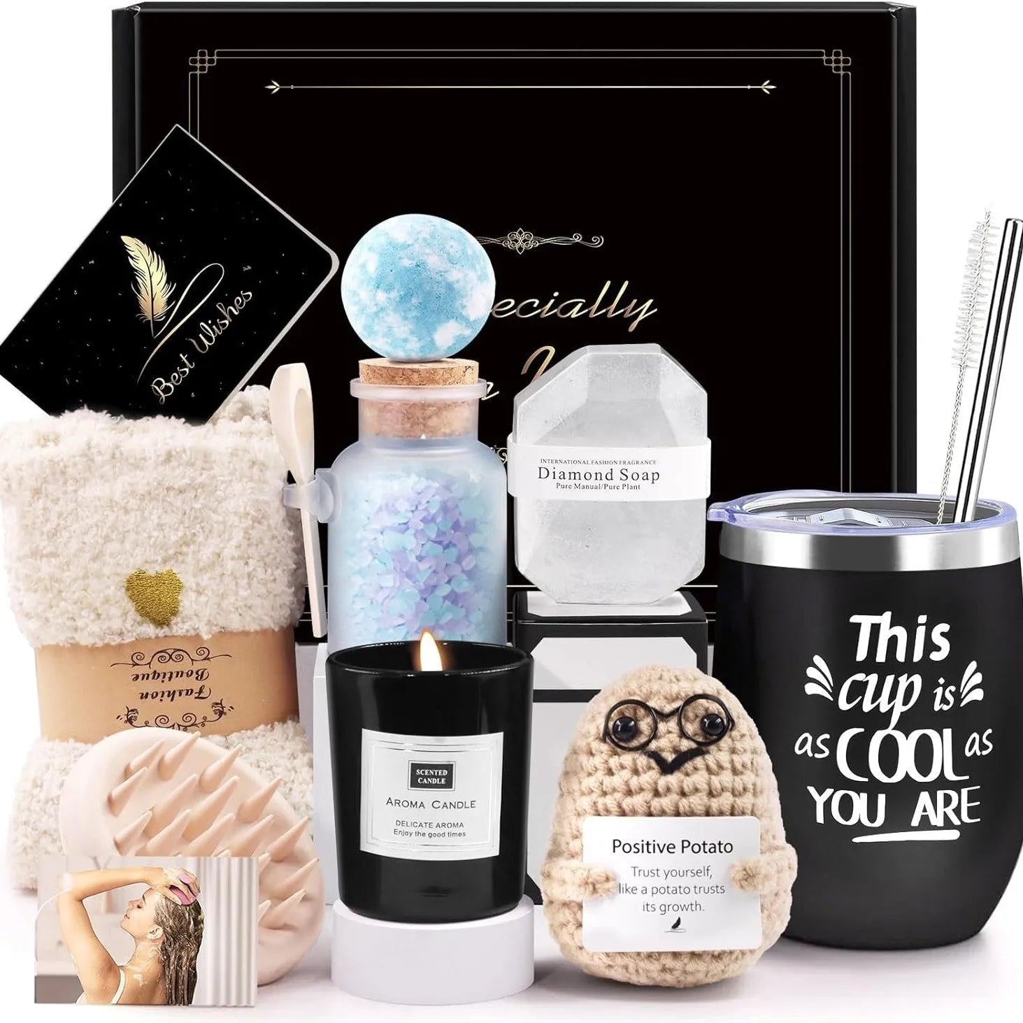 Soy wax aromatherapy candle bath set gift box showing modern design options.