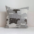 Coffee brown striped mid-century cushion pillow on sofa in square and rectangular sizes