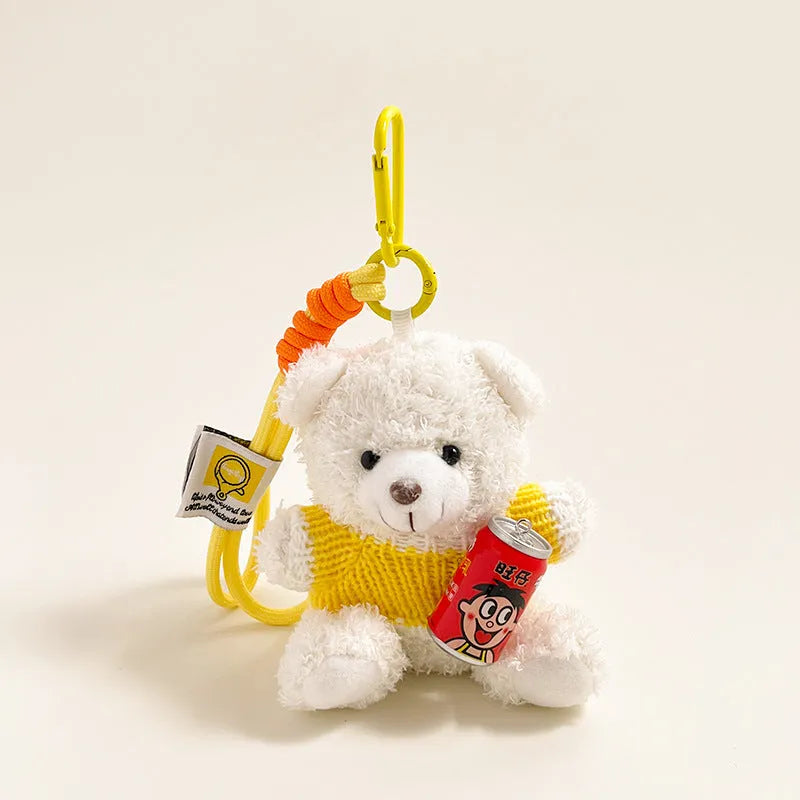Cartoon plush doll keychain pendant in bear design 12cm size soft stuffed key ring