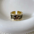Retro distressed geometric copper ring with adjustable sizing in four colour options