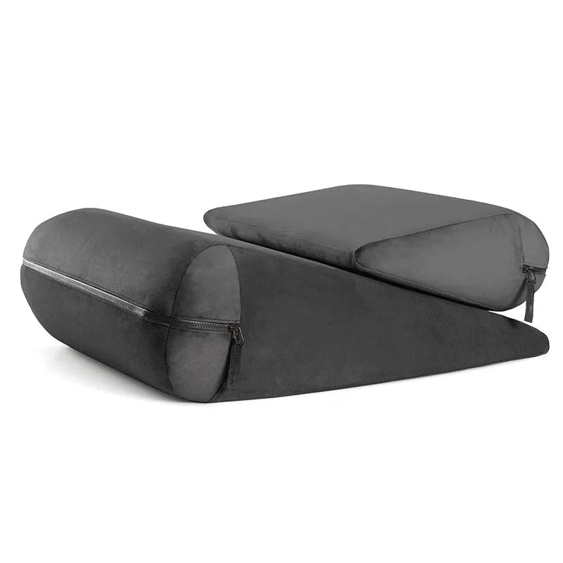 High-density sponge triangle wedge cushion pillow with embroidery in five colour options.