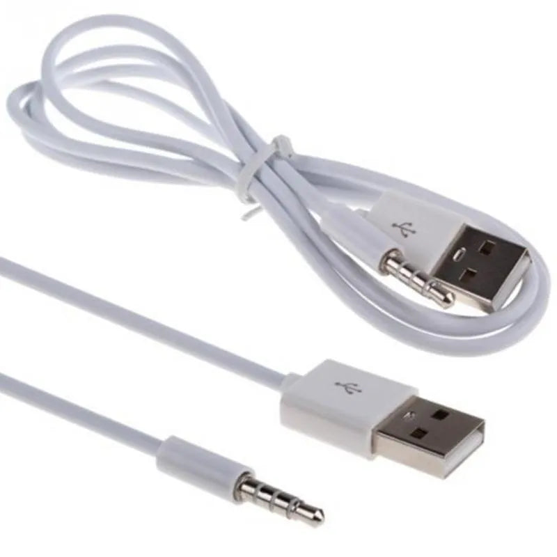 White USB male to audio adapter cable 1 metre long with nickel plated connectors