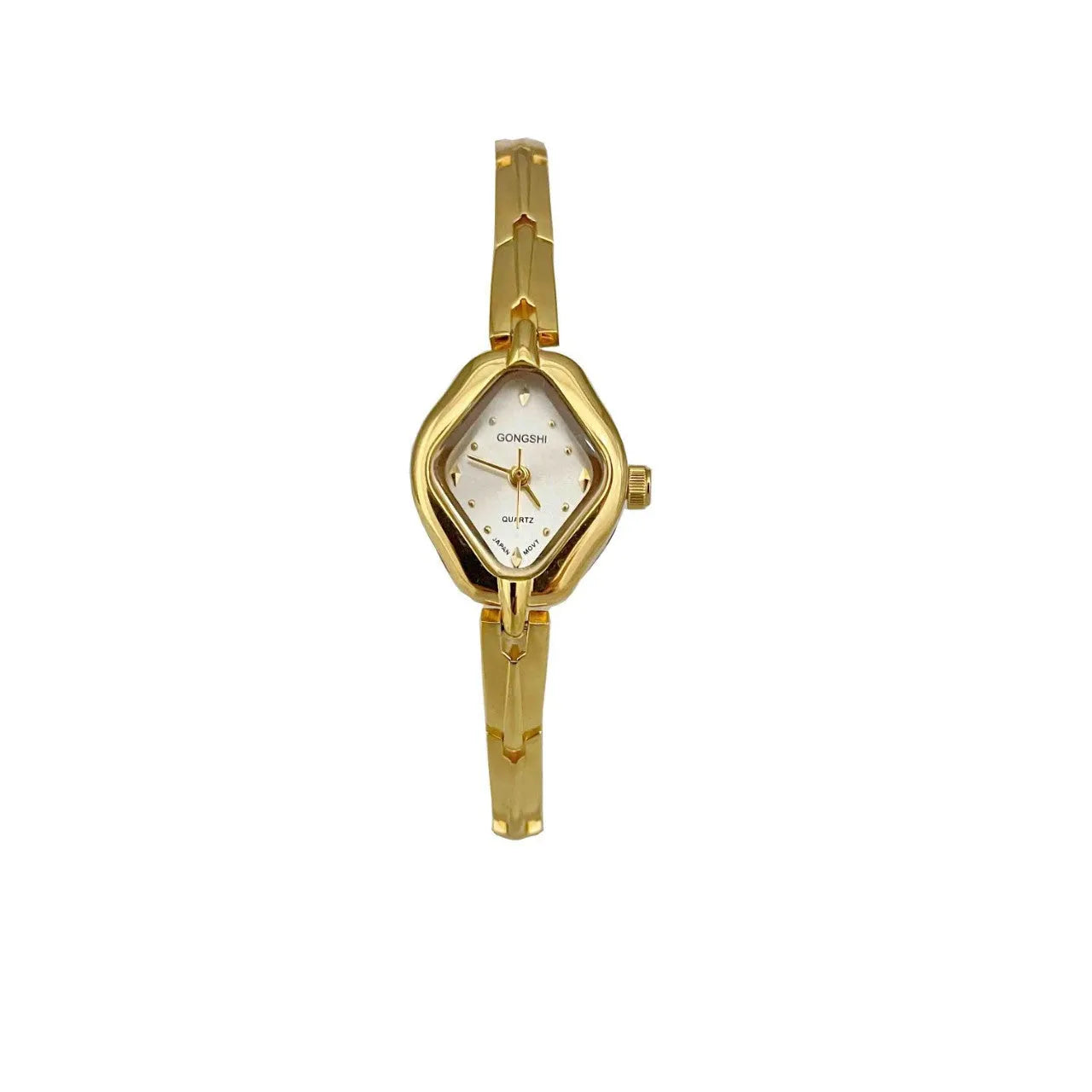 Gold or silver women's waterproof bracelet watch with 18mm mineral glass dial and 7mm thickness