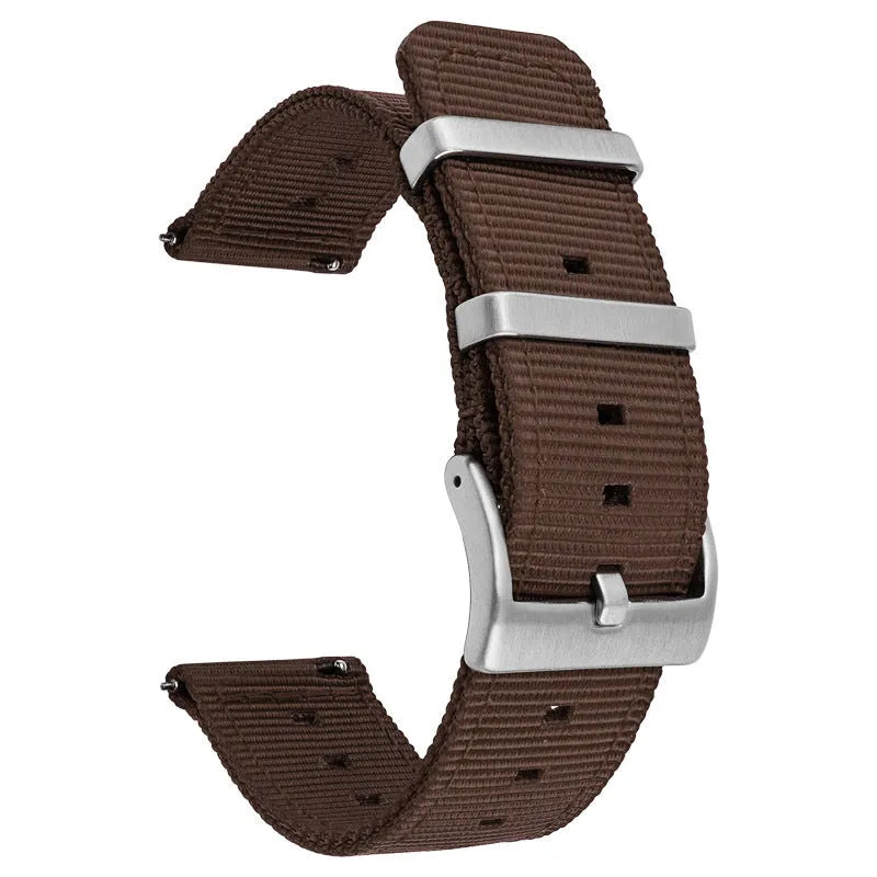 Nylon watchband quick release waterproof woven strap in black, fitting 22mm lug width, simple style