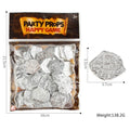 Set of 100 gold, silver, and bronze electroplated plastic replica Roman coins for crafts and decorations.