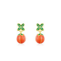 925 sterling silver persimmon stud earrings with lucky fruit design in New Chinese style