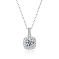 925 silver moissanite cube sugar pendant on ball bead chain against neutral background