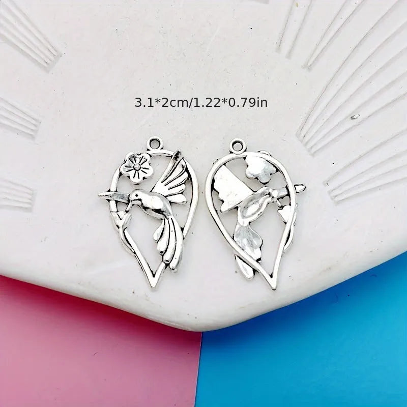 Alloy magpie pendant with electroplated finish for DIY jewellery making
