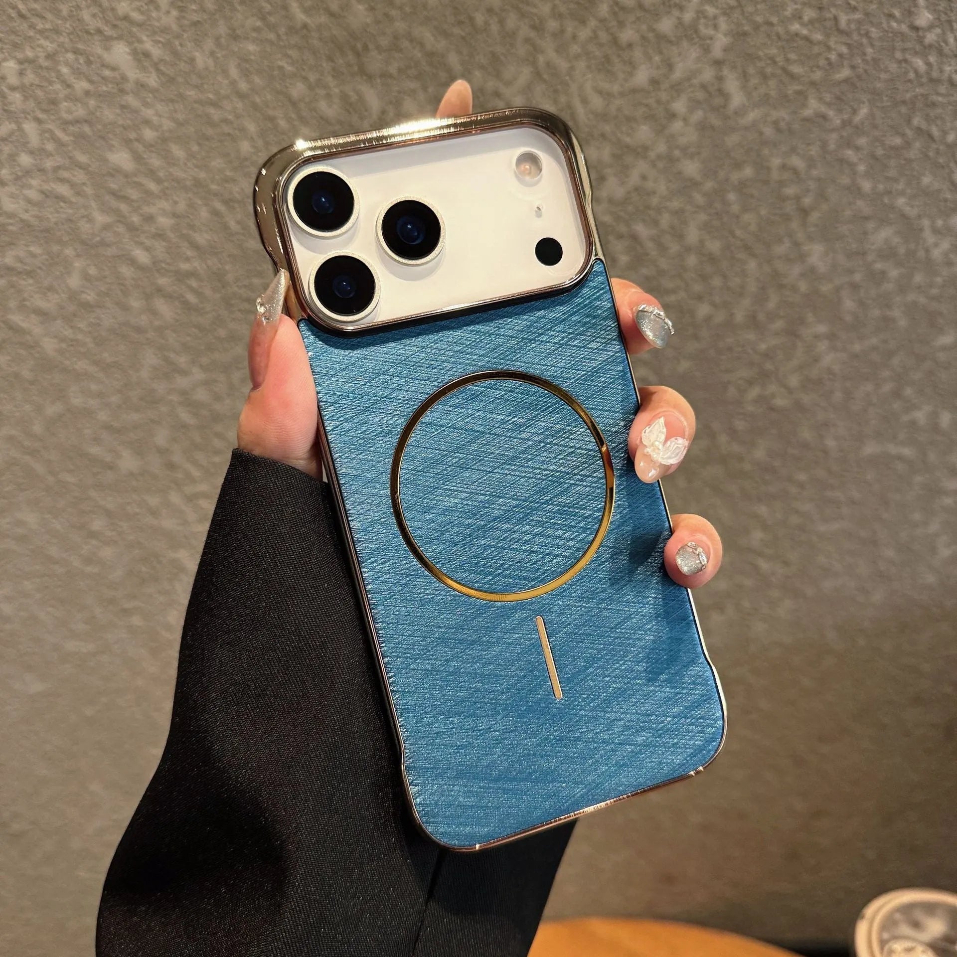 Metallic electroplating magnetic phone case for iPhone 17 in black, gold, silver grey, sky blue and white options