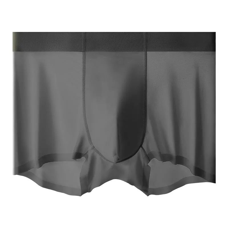 Men's ice silk shorts in bean green, shown front view, highlighting seamless knit construction.
