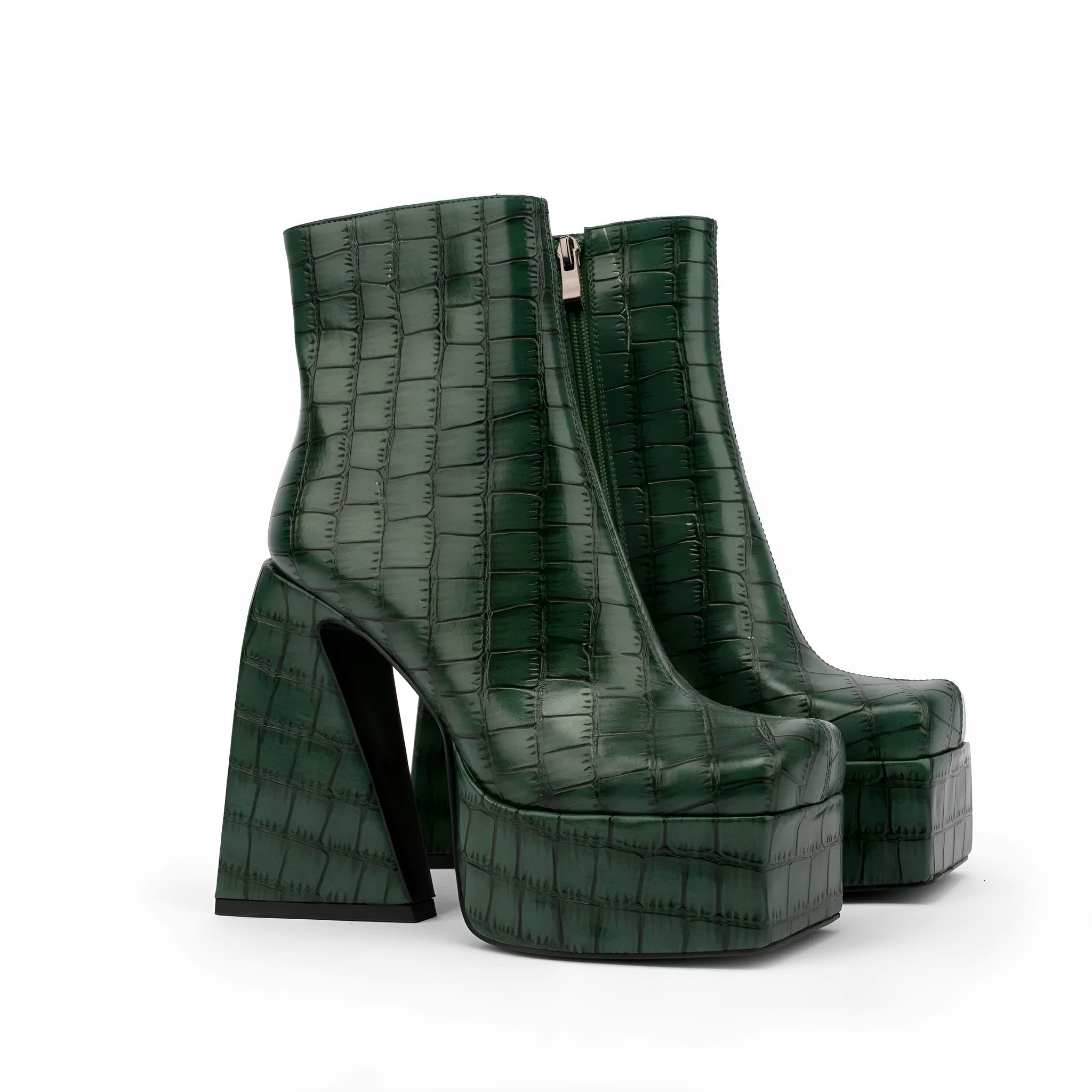 Women's ankle boot with a super high heel in artificial PU material, shown in a solid colour.