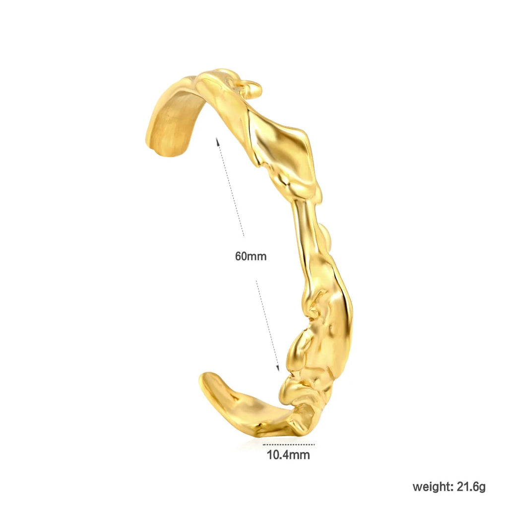 Advanced style stainless steel alloy bracelet in a minimalist European trend design on a wrist.
