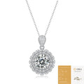 S925 silver necklace round moissanite pendant ball bead chain 5 karat GRA certificate