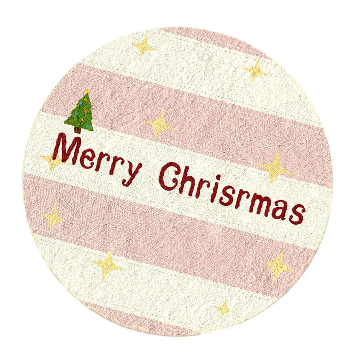 Round Christmas carpet with alien shape design in imitation cashmere fabric featuring festive patterns