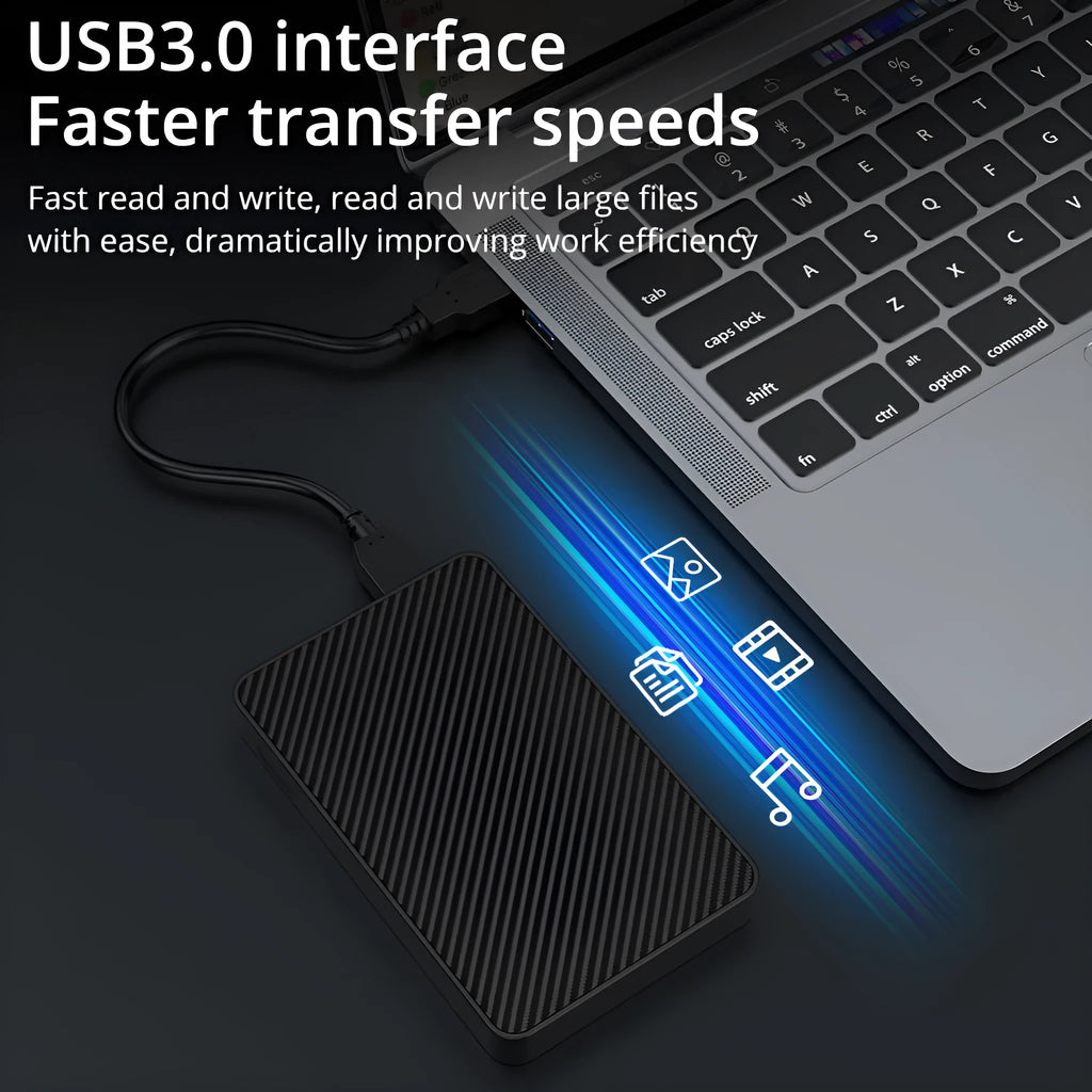 16TB portable external hard drive in black with ABS plastic shell, size 121x76.4x14 mm, YD0034 interface