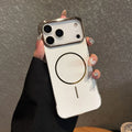Metallic electroplating magnetic phone case for iPhone 17 in black, gold, silver grey, sky blue and white options