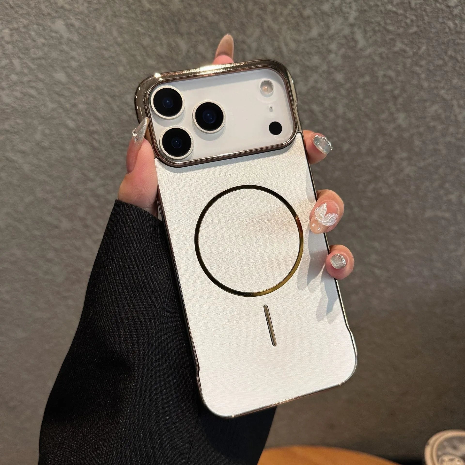 Metallic electroplating magnetic phone case for iPhone 17 in black, gold, silver grey, sky blue and white options