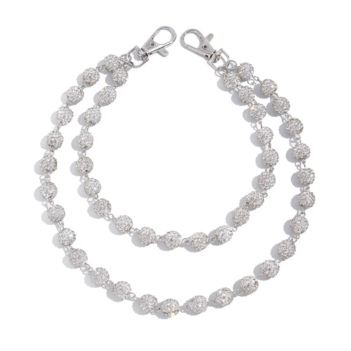 Hip hop niche waist chain alloy sphere pendant key ornament White K01748 front view