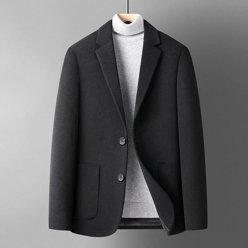 Men's slim fit grey wool suit jacket for autumn and winter wear